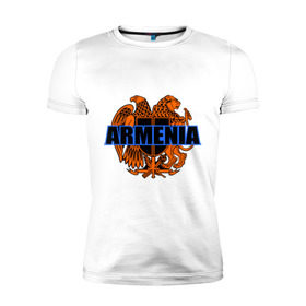 Мужская футболка премиум с принтом Армения в Кировске, 92% хлопок, 8% лайкра | приталенный силуэт, круглый вырез ворота, длина до линии бедра, короткий рукав | armenia | армянин | герб армении