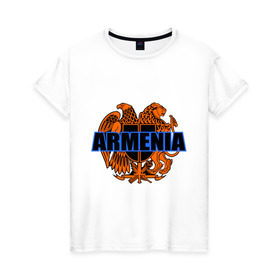 Женская футболка хлопок с принтом Армения в Кировске, 100% хлопок | прямой крой, круглый вырез горловины, длина до линии бедер, слегка спущенное плечо | armenia | армянин | герб армении