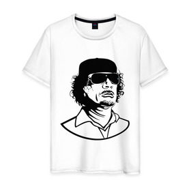 Мужская футболка хлопок с принтом Kaddafi в Кировске, 100% хлопок | прямой крой, круглый вырез горловины, длина до линии бедер, слегка спущенное плечо. | кадафи | кадафиkaddafi | каддафи | ливия | муамар | муаммар