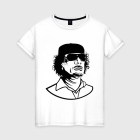 Женская футболка хлопок с принтом Kaddafi в Кировске, 100% хлопок | прямой крой, круглый вырез горловины, длина до линии бедер, слегка спущенное плечо | кадафи | кадафиkaddafi | каддафи | ливия | муамар | муаммар