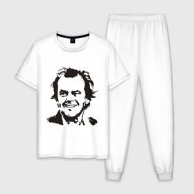 Мужская пижама хлопок с принтом Джек Николсон в Кировске, 100% хлопок | брюки и футболка прямого кроя, без карманов, на брюках мягкая резинка на поясе и по низу штанин
 | Тематика изображения на принте: 