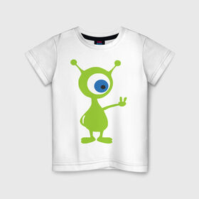 Детская футболка хлопок с принтом Инопланетный зверек в Кировске, 100% хлопок | круглый вырез горловины, полуприлегающий силуэт, длина до линии бедер | гуманоид | инопланетный зверек с планеты эпиметей.пришельцы | инопланетянин | нло