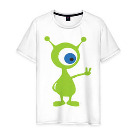 Мужская футболка хлопок с принтом Инопланетный зверек в Кировске, 100% хлопок | прямой крой, круглый вырез горловины, длина до линии бедер, слегка спущенное плечо. | гуманоид | инопланетный зверек с планеты эпиметей.пришельцы | инопланетянин | нло