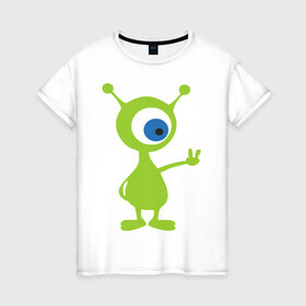 Женская футболка хлопок с принтом Инопланетный зверек в Кировске, 100% хлопок | прямой крой, круглый вырез горловины, длина до линии бедер, слегка спущенное плечо | гуманоид | инопланетный зверек с планеты эпиметей.пришельцы | инопланетянин | нло
