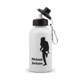 Бутылка спортивная с принтом Michael Jackson (15) в Кировске, металл | емкость — 500 мл, в комплекте две пластиковые крышки и карабин для крепления | michael jackson | pop | король | легенда | майкл джексон | поп | силуэт