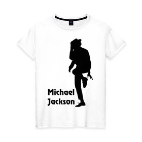 Женская футболка хлопок с принтом Michael Jackson (15) в Кировске, 100% хлопок | прямой крой, круглый вырез горловины, длина до линии бедер, слегка спущенное плечо | michael jackson | pop | король | легенда | майкл джексон | поп | силуэт