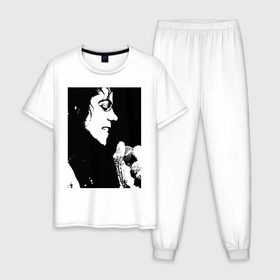 Мужская пижама хлопок с принтом Michael Jackson (14) в Кировске, 100% хлопок | брюки и футболка прямого кроя, без карманов, на брюках мягкая резинка на поясе и по низу штанин
 | michael jackson | pop | король | легенда | майкл джексон | майкл джексонпортрет | поп