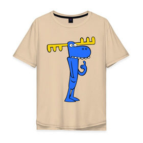 Мужская футболка хлопок Oversize с принтом Лось в Кировске, 100% хлопок | свободный крой, круглый ворот, “спинка” длиннее передней части | happy tree friends | лось