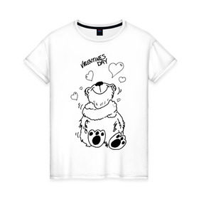 Женская футболка хлопок с принтом Valentines в Кировске, 100% хлопок | прямой крой, круглый вырез горловины, длина до линии бедер, слегка спущенное плечо | 