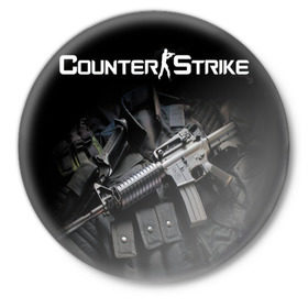 Значок с принтом Counter Strike в Кировске,  металл | круглая форма, металлическая застежка в виде булавки | counter | strike | контер | контр | контра | страйк