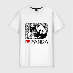 Мужская футболка премиум с принтом I love panda в Кировске, 92% хлопок, 8% лайкра | приталенный силуэт, круглый вырез ворота, длина до линии бедра, короткий рукав | панда