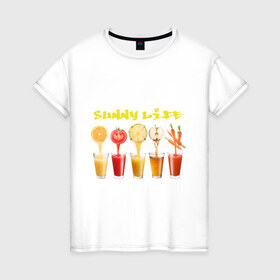 Женская футболка хлопок с принтом Sunny Life - Солнечная жизнь в Кировске, 100% хлопок | прямой крой, круглый вырез горловины, длина до линии бедер, слегка спущенное плечо | 