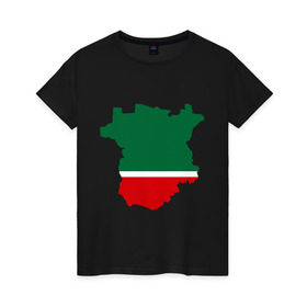 Женская футболка хлопок с принтом Чечня (Chechnya) в Кировске, 100% хлопок | прямой крой, круглый вырез горловины, длина до линии бедер, слегка спущенное плечо | кавказ | карта | чеченец | чеченский | чеченцы | чечня | чичня
