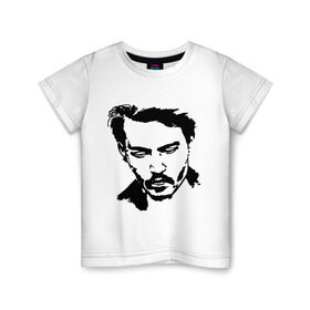 Детская футболка хлопок с принтом Jonny Depp в Кировске, 100% хлопок | круглый вырез горловины, полуприлегающий силуэт, длина до линии бедер | depp | johnny depp | jonny depp | депп | джек воробей