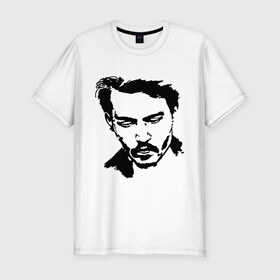 Мужская футболка премиум с принтом Jonny Depp в Кировске, 92% хлопок, 8% лайкра | приталенный силуэт, круглый вырез ворота, длина до линии бедра, короткий рукав | depp | johnny depp | jonny depp | депп | джек воробей