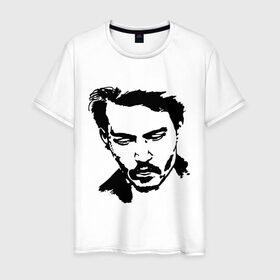 Мужская футболка хлопок с принтом Jonny Depp в Кировске, 100% хлопок | прямой крой, круглый вырез горловины, длина до линии бедер, слегка спущенное плечо. | depp | johnny depp | jonny depp | депп | джек воробей