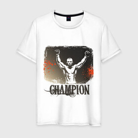 Мужская футболка хлопок с принтом Box Champion в Кировске, 100% хлопок | прямой крой, круглый вырез горловины, длина до линии бедер, слегка спущенное плечо. | 