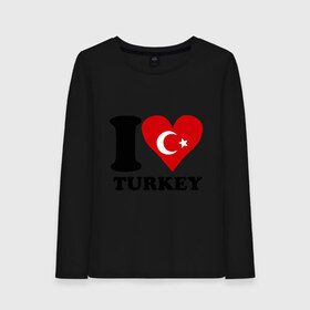 Женский лонгслив хлопок с принтом I love turkey в Кировске, 100% хлопок |  | Тематика изображения на принте: i love turkey | полумесяц | турция | флаги | я люблю