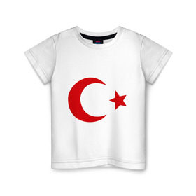 Детская футболка хлопок с принтом Турция в Кировске, 100% хлопок | круглый вырез горловины, полуприлегающий силуэт, длина до линии бедер | Тематика изображения на принте: turkey | полумесяц | турция | флаги