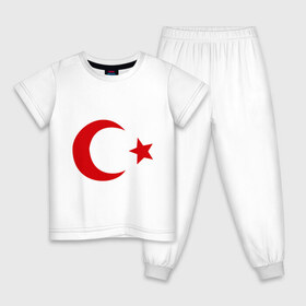 Детская пижама хлопок с принтом Турция в Кировске, 100% хлопок |  брюки и футболка прямого кроя, без карманов, на брюках мягкая резинка на поясе и по низу штанин
 | turkey | полумесяц | турция | флаги