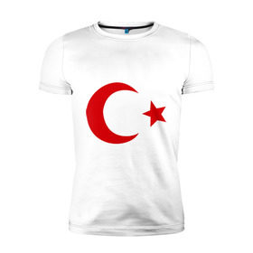 Мужская футболка премиум с принтом Турция в Кировске, 92% хлопок, 8% лайкра | приталенный силуэт, круглый вырез ворота, длина до линии бедра, короткий рукав | turkey | полумесяц | турция | флаги
