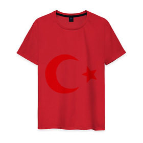 Мужская футболка хлопок с принтом Турция в Кировске, 100% хлопок | прямой крой, круглый вырез горловины, длина до линии бедер, слегка спущенное плечо. | turkey | полумесяц | турция | флаги