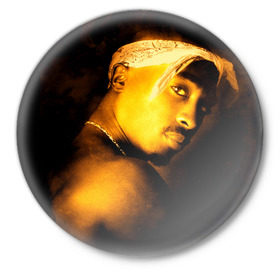 Значок с принтом Tupac в Кировске,  металл | круглая форма, металлическая застежка в виде булавки | 2pac | gangsta | gansta | hip | hip hop | hop | rap | рэп | рэпчина | тупак | хип | хип хоп | хипхоп | хоп