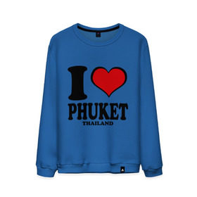 Мужской свитшот хлопок с принтом I love Phuket в Кировске, 100% хлопок |  | Тематика изображения на принте: слон