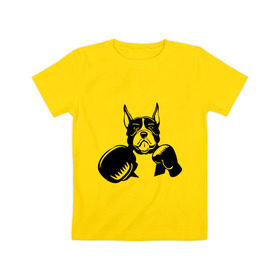 Детская футболка хлопок с принтом Boxing dog в Кировске, 100% хлопок | круглый вырез горловины, полуприлегающий силуэт, длина до линии бедер | boxing dog | бойцовская собака | бокс | питбуль