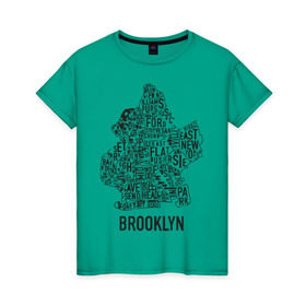 Женская футболка хлопок с принтом Brooklyn в Кировске, 100% хлопок | прямой крой, круглый вырез горловины, длина до линии бедер, слегка спущенное плечо | gangsta | gansta | hip | hip hop | hop | rap | бруклин | рэп | хип | хип хоп | хипхоп | хоп