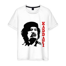 Мужская футболка хлопок с принтом Каддафи (2) в Кировске, 100% хлопок | прямой крой, круглый вырез горловины, длина до линии бедер, слегка спущенное плечо. | восток | деятель | каддафи | ливия | министр | муамар