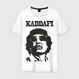Мужская футболка хлопок с принтом Каддафи (4) в Кировске, 100% хлопок | прямой крой, круглый вырез горловины, длина до линии бедер, слегка спущенное плечо. | восток | каддафи | ливия | министр | муамар
