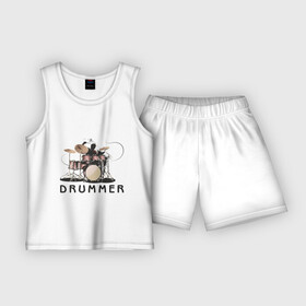 Детская пижама с шортами хлопок с принтом Drummer в Кировске,  |  | drummer | барабанщик | барабаны | драммер | ударник | ударные