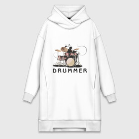 Платье-худи хлопок с принтом Drummer в Кировске,  |  | drummer | барабанщик | барабаны | драммер | ударник | ударные