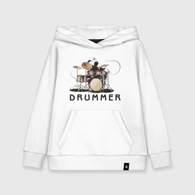 Детская толстовка хлопок с принтом Drummer в Кировске, 100% хлопок | Круглый горловой вырез, эластичные манжеты, пояс, капюшен | drummer | барабанщик | барабаны | драммер | ударник | ударные