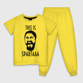 Детская пижама хлопок с принтом This is Spartaaa (2) в Кировске, 100% хлопок |  брюки и футболка прямого кроя, без карманов, на брюках мягкая резинка на поясе и по низу штанин
 | 300 спартанцев | this is sparta | король леонид | леонид | это спарта