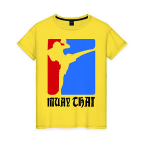 Женская футболка хлопок с принтом Muay Thai (Муай Тай) в Кировске, 100% хлопок | прямой крой, круглый вырез горловины, длина до линии бедер, слегка спущенное плечо | емельяненко