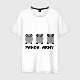Мужская футболка хлопок с принтом Panda army в Кировске, 100% хлопок | прямой крой, круглый вырез горловины, длина до линии бедер, слегка спущенное плечо. | панда