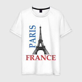 Мужская футболка хлопок с принтом Paris - France в Кировске, 100% хлопок | прямой крой, круглый вырез горловины, длина до линии бедер, слегка спущенное плечо. | france | paris | башня | башня в париже | париж | франция | эйфелева башня