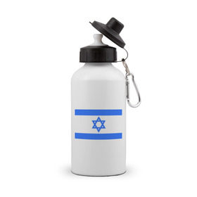 Бутылка спортивная с принтом Флаг Израиля в Кировске, металл | емкость — 500 мл, в комплекте две пластиковые крышки и карабин для крепления | Тематика изображения на принте: israel | израиль | флаг