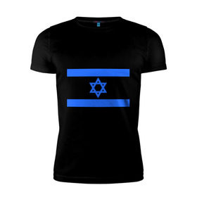 Мужская футболка премиум с принтом Флаг Израиля в Кировске, 92% хлопок, 8% лайкра | приталенный силуэт, круглый вырез ворота, длина до линии бедра, короткий рукав | Тематика изображения на принте: israel | израиль | флаг