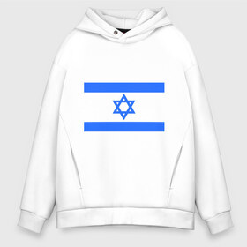 Мужское худи Oversize хлопок с принтом Флаг Израиля в Кировске, френч-терри — 70% хлопок, 30% полиэстер. Мягкий теплый начес внутри —100% хлопок | боковые карманы, эластичные манжеты и нижняя кромка, капюшон на магнитной кнопке | israel | израиль | флаг