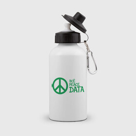 Бутылка спортивная с принтом Всё Peace DATA в Кировске, металл | емкость — 500 мл, в комплекте две пластиковые крышки и карабин для крепления | 