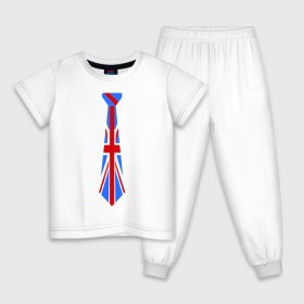 Детская пижама хлопок с принтом Британский флаг на галстуке в Кировске, 100% хлопок |  брюки и футболка прямого кроя, без карманов, на брюках мягкая резинка на поясе и по низу штанин
 | британский флаг