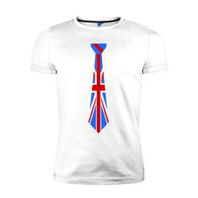 Мужская футболка премиум с принтом Британский флаг на галстуке в Кировске, 92% хлопок, 8% лайкра | приталенный силуэт, круглый вырез ворота, длина до линии бедра, короткий рукав | британский флаг