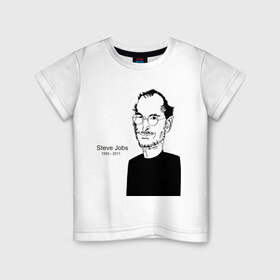 Детская футболка хлопок с принтом Steve Jobs в Кировске, 100% хлопок | круглый вырез горловины, полуприлегающий силуэт, длина до линии бедер | apple | mac | steve jobs | мак | стив джоббс | стив джобс | стив джопс | стивен джобс | эпл