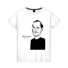 Женская футболка хлопок с принтом Steve Jobs в Кировске, 100% хлопок | прямой крой, круглый вырез горловины, длина до линии бедер, слегка спущенное плечо | apple | mac | steve jobs | мак | стив джоббс | стив джобс | стив джопс | стивен джобс | эпл