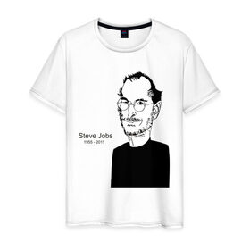 Мужская футболка хлопок с принтом Steve Jobs в Кировске, 100% хлопок | прямой крой, круглый вырез горловины, длина до линии бедер, слегка спущенное плечо. | apple | mac | steve jobs | мак | стив джоббс | стив джобс | стив джопс | стивен джобс | эпл