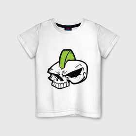 Детская футболка хлопок с принтом Skull Punk Helloween в Кировске, 100% хлопок | круглый вырез горловины, полуприлегающий силуэт, длина до линии бедер | мохаук | панк | череп