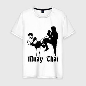 Мужская футболка хлопок с принтом Muay Thai (2) в Кировске, 100% хлопок | прямой крой, круглый вырез горловины, длина до линии бедер, слегка спущенное плечо. | Тематика изображения на принте: муай тай